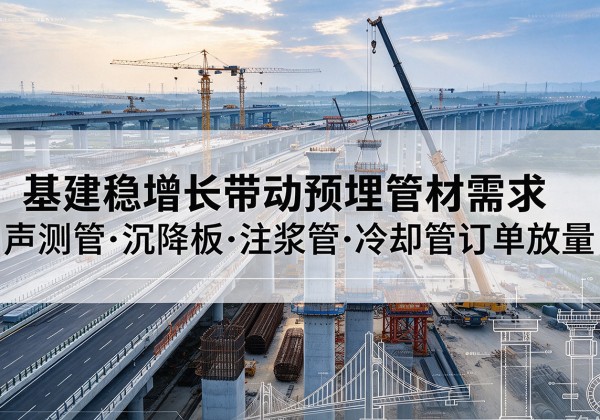 梓潼基建稳增长带动预埋监测管材需求，声测管、沉降板、注浆管订单持续放量